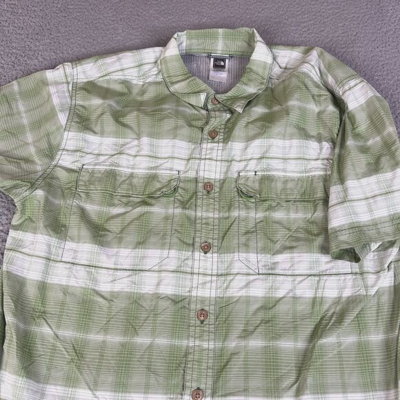 The North Face Shirt Mens XL Green Plaid Button  Vaporwick Vented Outdoor - Picture 3 of 12